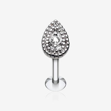 Aria Sparkle Teardrop Steel Labret-Clear Gem